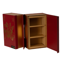 Boîte cadeau rigide de luxe rouge mat à double porte magnétique avec logo personnalisé en feuille d'or, séparateurs et poignée pour emballage alimentaire (sucre)