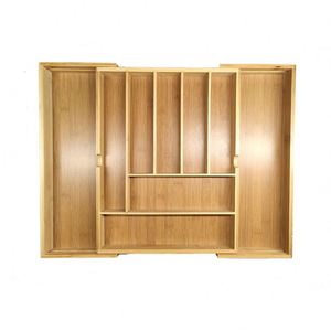 Organisateur de tiroir de cuisine en bambou réglable et extensible sur mesure pour couverts, cuillères, fourchettes et ustensiles de table – Vente en gros - Product Image 2