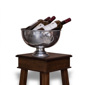 Vintage Silver Champagne Bowl <b>Footed</b> Metal Wine Chiller Tub Fluted <b>Ice</b> Bucket Centerpiece For Wedding Party & Hotel Catering - Product Image 5