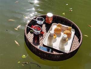 Haut <span class=keywords><strong>de</strong></span> gamme <span class=keywords><strong>bali</strong></span> piscine boissons nourriture déjeuner plateaux <span class=keywords><strong>de</strong></span> service en rotin rond plateau flottant pour piscine - Product Image 6