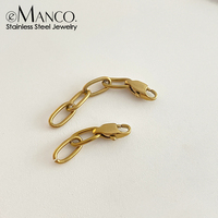 Chaîne d'extension en acier inoxydable EManco, plaquée or 14 carats, avec fermoir mousqueton, pour la fabrication de colliers et bracelets DIY