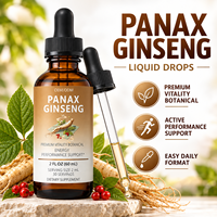 Extrait Liquide de Panax Ginseng OEM – Complément Énergisant à Base de Plantes – Gouttes de Ginseng Liquide avec Ashwagandha et Vitamine B12