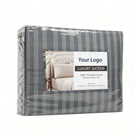 Parure de draps plats en microfibre de luxe, résistante aux plis, à rayures satinées blanches de 1 cm, pour hôtels, vente en gros