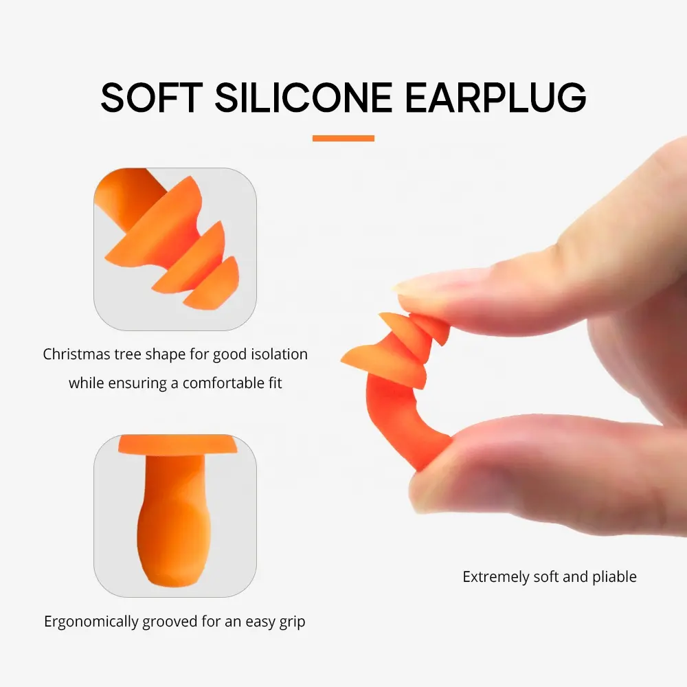 Tappi per le orecchie riutilizzabili in Silicone con cavo per dormire avvolti singolarmente tappi per le orecchie di protezione dell'udito con cancellazione del rumore