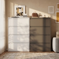 Meuble à chaussures moderne en métal durable, ultra-fin, mural, 4 étagères réglables, pour la maison, le salon ou l'hôtel