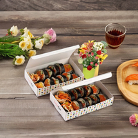 Boîte à sushi japonaise pliable en papier d'art de luxe sur mesure pour la vente en gros, jetable, pour la livraison de nourriture à emporter, avec gaufrage, boîte à déjeuner et boîte à bento
