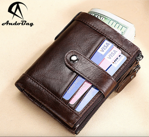 กระเป๋าสตางค์หนังแท้ Andong สำหรับผู้ชาย ป้องกันการโจรกรรม RFID แบบซิป กระเป๋าสตางค์ใบสั้นอเนกประสงค์ ใส่บัตรประชาชน รุ่น JL189 - Product Image 5