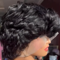 Perruque Courte Pixie en Cheveux Indiens Naturels, Dentelle HD 13x6, Vente en Gros, Sans Colle, Perruques Courtes Pixie en Cheveux Humains avec Dentelle HD Complète