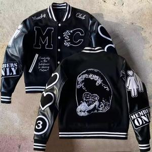 <b>Jacket</b> Manufacturer Customized Logo High Quality Embroidered Patchwork Street Wear Winter Bomber Men School Team <b>Jacket</b> - Product Image 2