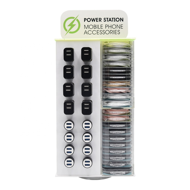 Retail Store Counter Display Rack for Acrylic Cell Phone Charger Accessories 72 Pcs Phone Cable Display Stand