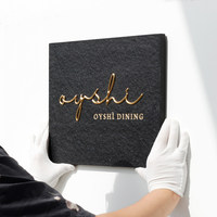 Plaque de porte personnalisée en ardoise noire, lettres en métal doré 3D, plaque murale, logo d'entreprise pour restaurant, salon