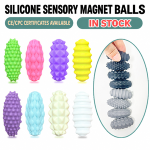 Magnetic Textured Silicone Sensory Balls Soft Squeeze <b>Stress</b> Relief Fidget <b>Toys</b> in Pink and Purple for Tactile Play - Product Image 6