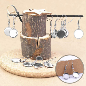 Supports de <span class=keywords><strong>boucles</strong></span> <span class=keywords><strong>d</strong></span>'<span class=keywords><strong>oreilles</strong></span> en acier inoxydable <span class=keywords><strong>pour</strong></span> la création de bijoux, avec crochets et bases rondes <span class=keywords><strong>pour</strong></span> cabochons - Product Image 3