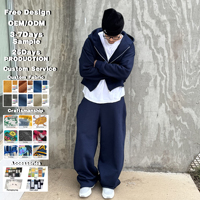 Survêtement personnalisé pour homme, style streetwear, double fermeture éclair, en molleton bouclette 460 GSM, coupe oversize et carrée, avec épaules tombantes, comprenant un sweat à capuche et un pantalon de jogging