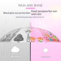 Parapluie entièrement automatique pour enfants avec logo lapin de dessin animé, idéal pour filles, garçons, maternelle, tout-petits et élèves du primaire (8-9 ans)