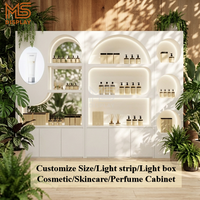 Vitrine murale moderne en MDF éclairée par LED pour produits cosmétiques, parfums et soins de beauté, présentoir de vente au détail pour salons de beauté