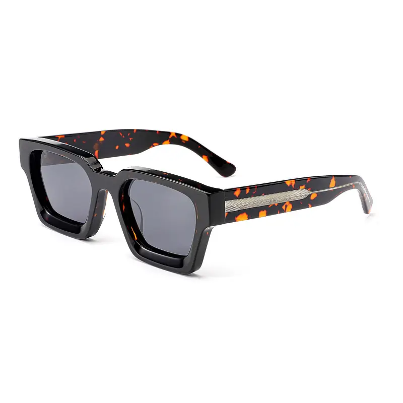 Gafas de sol polarizadas cuadradas vintage de fabricante de marca con logotipo para hombre, tonos polarizados de acetato personalizados 2024