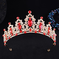 Diadema de Lujo al por Mayor, Chapada en Oro, con Incrustaciones de Diamantes y Cristales, Corona de Aleación Colorida para Novias, Tiara para Boda