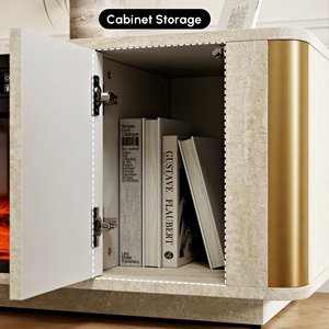 AJUNION Moderner Luxus-Kamin-TV-Ständer aus Holzwerkstoff, freistehender TV-Ständer mit 6 Flammenfarben, elektrischer Kamin, <span class=keywords><strong>2</strong></span> Schubladen - Product Image 5