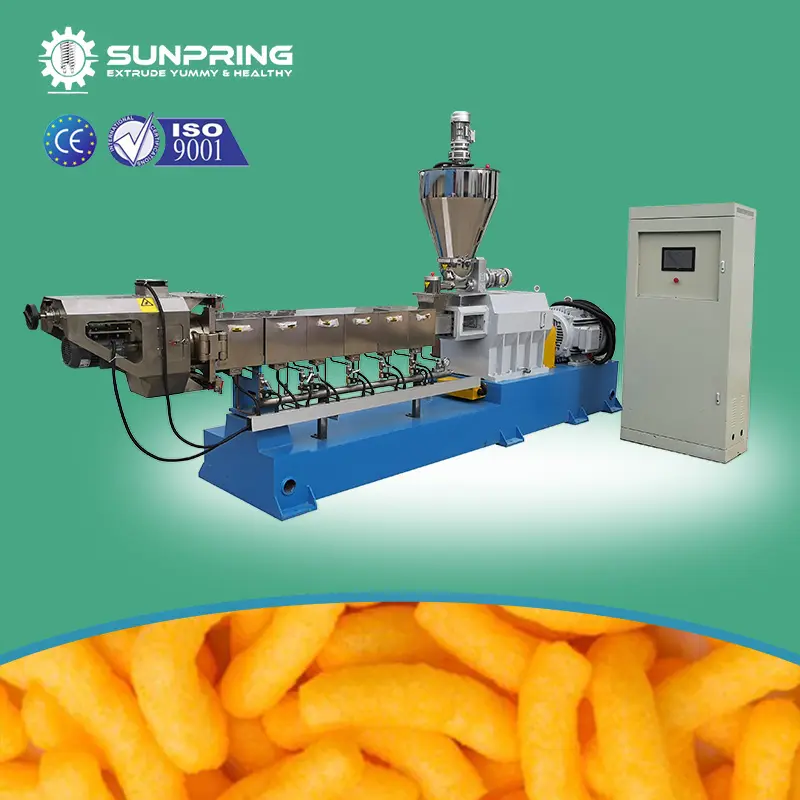 SunPring extrusora de parafuso para salgadinhos, linha de processamento de salgadinhos de milho folhado, máquina para fazer salgadinhos