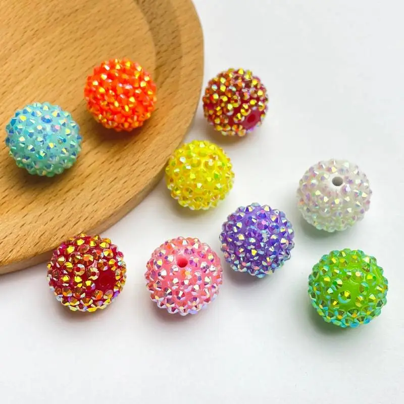 Y041 DIY Spacer 20MM Crystal Resin Rhinestone AB Color Bubblegum Ball Bead For Jewelry Pen Making