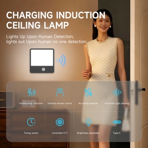 Plafonnier à détecteur de mouvement rechargeable, veilleuse à induction automatique, éclairage LED sans fil pour armoire, chambre, couloir, escalier - Product Image 2