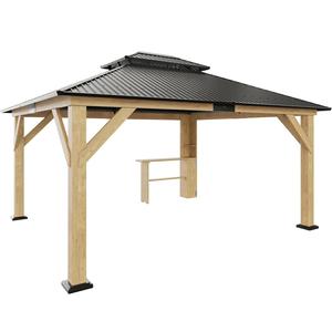 גזיבו עץ גזיבו סטנדרטי ממוסגר ארז עם גג פלדה כפולה שחור פרגולת עץ בניין גן חיצוני - Product Image 1