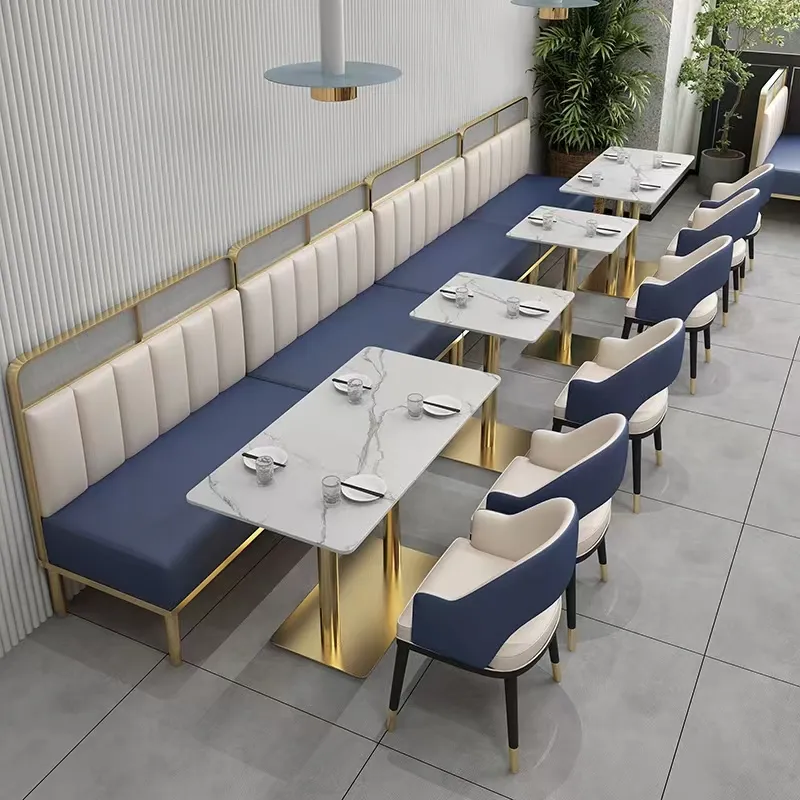 Высококачественная легкая роскошная кожаная мебель, диван-скамейка, Современное кафе-будка, столы для ресторанов быстрого питания