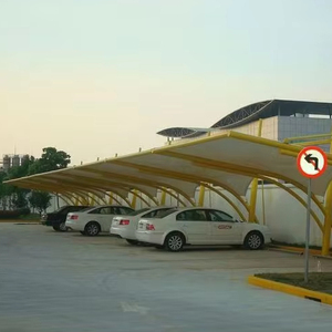 Abri préfabriqué en structure de treillis en acier léger avec membrane tendue, auvent de stationnement pour voiture, services de pliage, de soudage et de découpe - Product Image 1