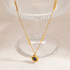 Collier en acier inoxydable pour femme, chaîne de clavicule géométrique ronde, plaqué or, chaîne de pull, bijou, cadeau, accessoire de mode - Product Image 3