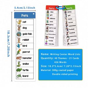 Tarjetas de aprendizaje de vocabulario con personajes de la vida cotidiana y del clima para preescolares, tarjetas de memoria para aprender a leer palabras de vista. - Product Image 1