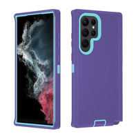 Coque de téléphone robuste 3 en 1, étui antichoc pour Samsung Galaxy S23 Ultra avec étui à Clip de ceinture