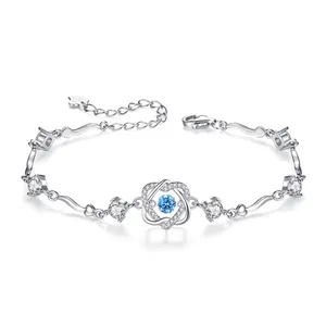 OEM & ODM День Святого Валентина подарок синий танцующий камень 925 стерлингового серебра браслет в форме сердца Валентина подарки ювелирные изделия