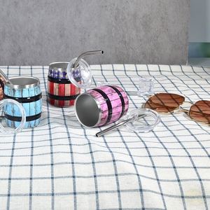 Creative Wood Grain 304 Stainless Steel U-shaped Mini <b>Straw</b> <b>Cup</b> Vacuum Insulation Portable Gift <b>Cup</b> for Weddings Outdoor Use - Product Image 3