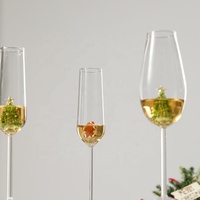 Verre à vin rouge haut de gamme en borosilicate transparent avec motif de Noël, fait main, moderne et luxueux
