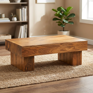Table basse rectangulaire en bois de manguier |   Meubles minimalistes en bois massif faits à la main et écologiques - Vente en gros - Product Image 3