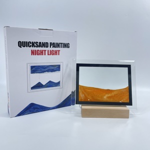 Flowing Sand Art Light Hourglass 3D Dynamic Moving Sand Picture Quicksand Painting Warm White <b>Plug</b>-In Bedroom Night Lights - Product Image 1