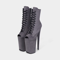 Nouvelles Bottes à Plateforme pour Femmes en Faux Daim avec Fermeture Éclair, Talons Hauts de 23 cm/9 Pouces, Style Moderne, pour Soirée, Danse sur Barre, Automne/Hiver