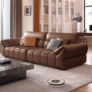 Set di Divani in Pelle per Soggiorno, Stile Moderno Europeo, Arredamento Contemporaneo per Salotto - Product Image 3