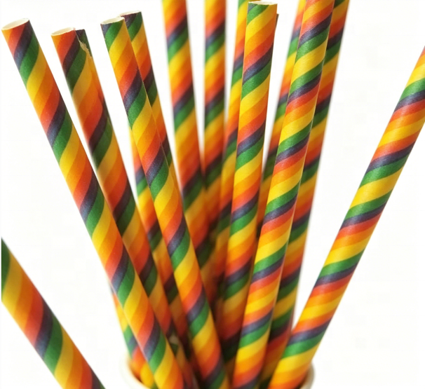 Striped Pattern Paper Straws Disposable Party Event Supplies Paper Straws