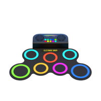 Batterie électronique portable KD13 à 7 pads, rechargeable, avec haut-parleurs doubles intégrés, MIDI et DTX, pour enfants et débutants