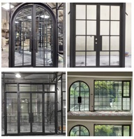 Puerta de Entrada Moderna de Acero Estilo Francés, la Más Vendida en Australia, con Doble Capa de Vidrio, Apta para Villas y Apartamentos