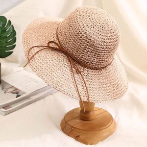 หมวกสานปีกกว้างพับได้สำหรับฤดูร้อน ขายดี เหมาะสำหรับไปเที่ยวทะเล  หมวกสานทรงสวยเก๋  หมวกสานจากกระดาษ - Product Image 6