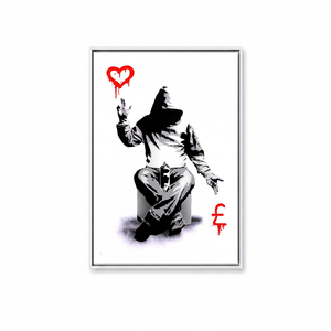 Elegant Printed <b>Canvas</b> Artwork: Banksy Style Urban Decor,WHITE <b>FRAMED</b> <b>CANVAS</b> - Product Image 2