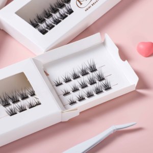 Handmade Plant Fiber <strong>Reusable</strong> Vegan Press on Lashes Self <strong>Adhesive</strong> Cluster <strong>EyeLashes</strong> Natural Pre Glued Lashes Clusters Wholesale - Product Image 5