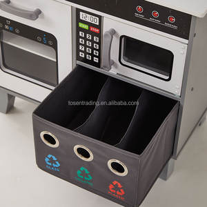 Cocina de Juguete de Madera para Niños con Contenedor de Tela, Estufa, Fregadero y Grifo, Juego de Cocina de Imitación Premium - Blanco - Product Image 5