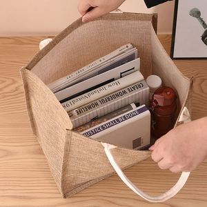Wholesale Custom Logo Printing Burlap Tote <b>Bags</b> Recycled Linen Eco Friendly Shopping Jute <b>Bag</b> - Product Image 6