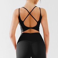 Soutien-gorge de sport Vractive respirant et écologique à bretelles croisées torsadées, avec coussinets amovibles, maintien moyen, dos nu, décolleté en U, pour yoga et fitness