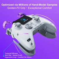 Manette de jeu sans fil Bluetooth Honcam avec écran intelligent, poignée en caoutchouc, déclencheur à clic, 4 boutons arrière, joystick réglable et amortissement