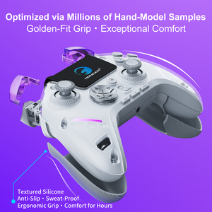 คอนโทรลเลอร์เกมไร้สาย Honcam Smart Display พร้อมยางจับกันลื่น ปุ่มคลิก ปุ่มหยุด 4 ปุ่มด้านหลัง ปรับระดับแรงสั่นสะเทือนของจอยสติ๊กได้ เชื่อมต่อผ่านบลูทูธ - Product Image 6